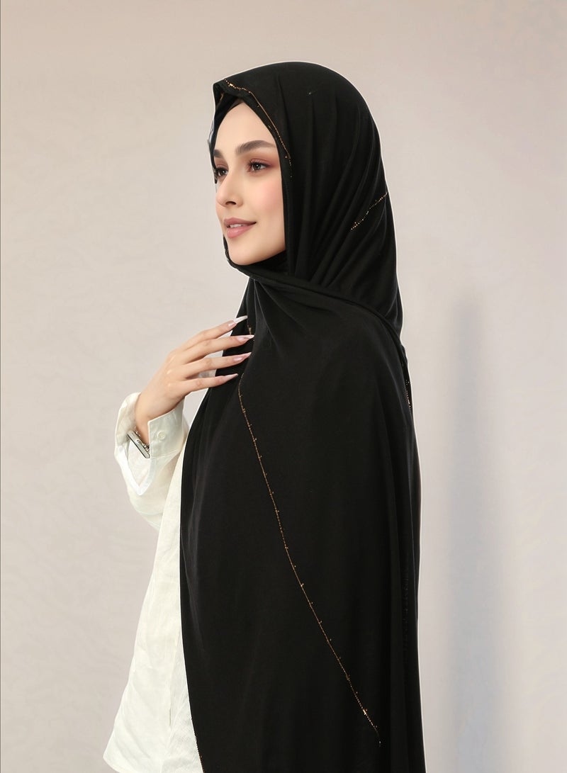 Jersey Hijab for Women with Gold Chain Muslim Islamic Headscarf Full Cover Wrap  - Image 4