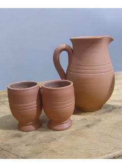 Generic Traditional handmade pottery water jug ​​with two matching cups  - Image 2