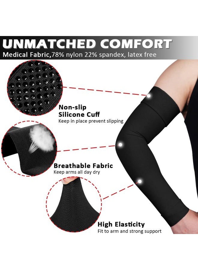 Ailaka Medical Compression Arm Sleeves for Men Women - 20-30 mmHg Lymphedema Compression Sleeves Support for Arms Pain - Image 3