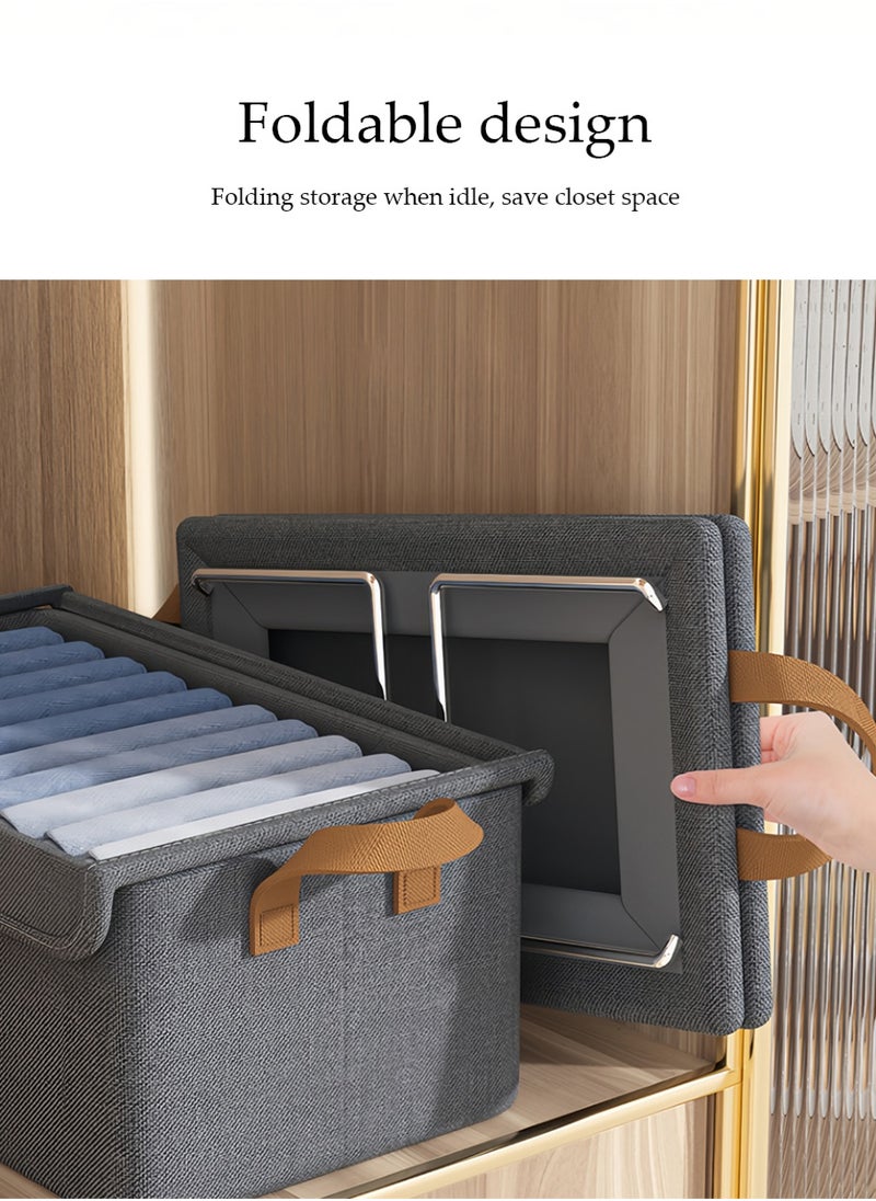 Generic Large bedroom clothing storage box with lid, thickened steel frame foldable wardrobe clothing storage box with handle for storing clothes and toys  - Image 5