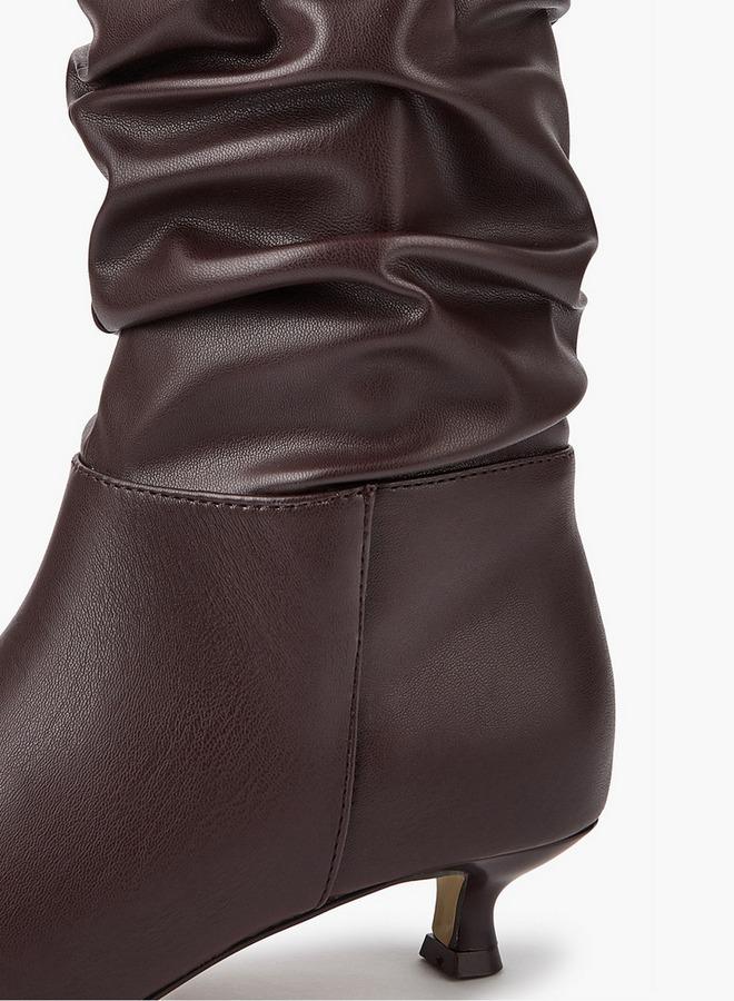 Flora Bella By Shoexpress Women's Ruched Kitten Heel High Shaft Boots - Image 5