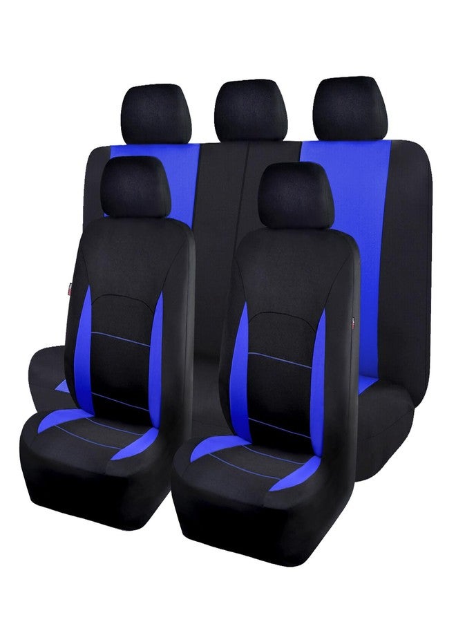 Flying Banner Car Seat Covers Full Set Front Seats and Rear Bench Polyester car seat Protectors Black Gray Purple airbag Compatible Rear Bench Split (Black Blue) - Image 1