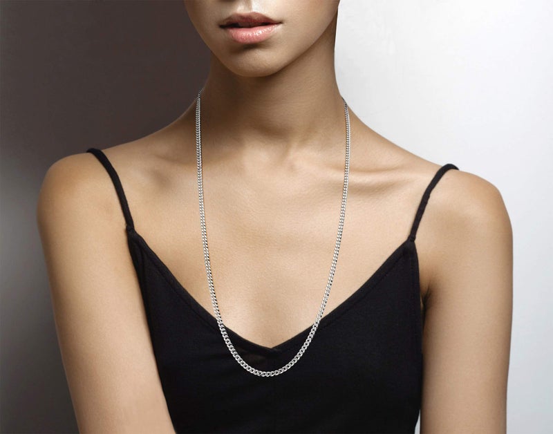 Miabella Italian Solid 925 Sterling Silver 3.5mm Diamond Cut Cuban Link Curb Chain Necklace for Women Men, Made in Italy (Length 30 Inch) - Image 3