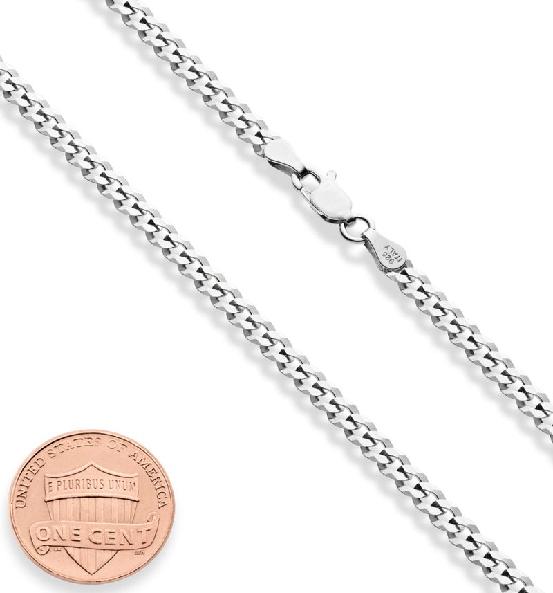 Miabella Italian Solid 925 Sterling Silver 3.5mm Diamond Cut Cuban Link Curb Chain Necklace for Women Men, Made in Italy (Length 30 Inch) - Image 2