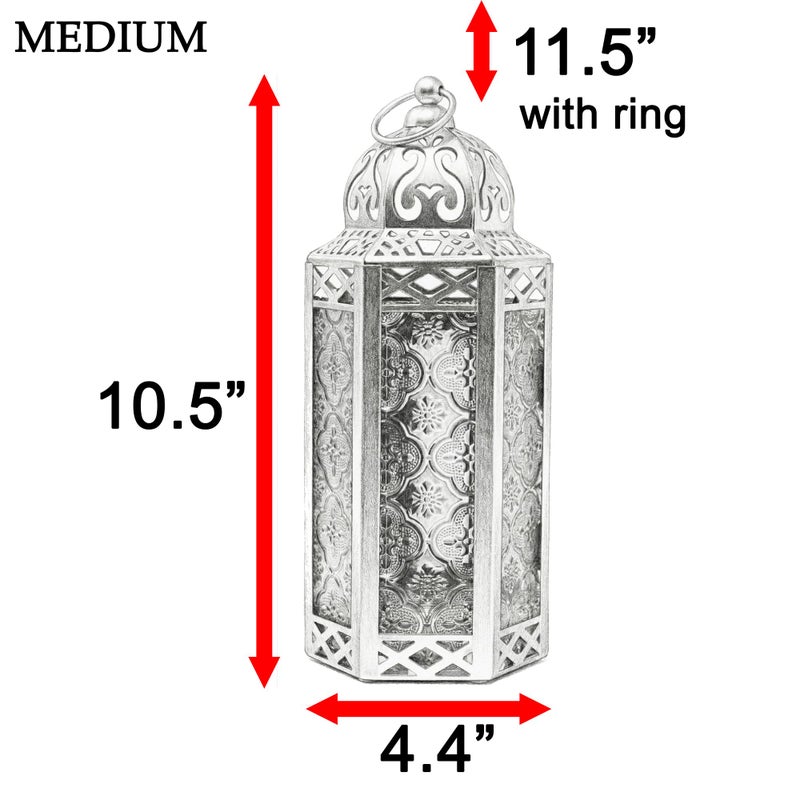 Vela Lanterns 10.5â€ Gold Metal Moroccan Decorative Candle Lantern with White LED Twinkle Fairy Lights & Remote â€“ Wedding Table Centerpieces, Ramadan, Indoor Home Decor, Outdoor Patio & Porch, Medium - Image 3