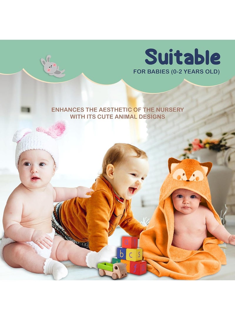 Mothers Choice Hooded Baby Towel Fox 3D Ears -100% Cotton Baby Towel -Soft & Snuggly Baby Towel - 84x84 cm- Newborn to 4 Years - Orange - Image 4