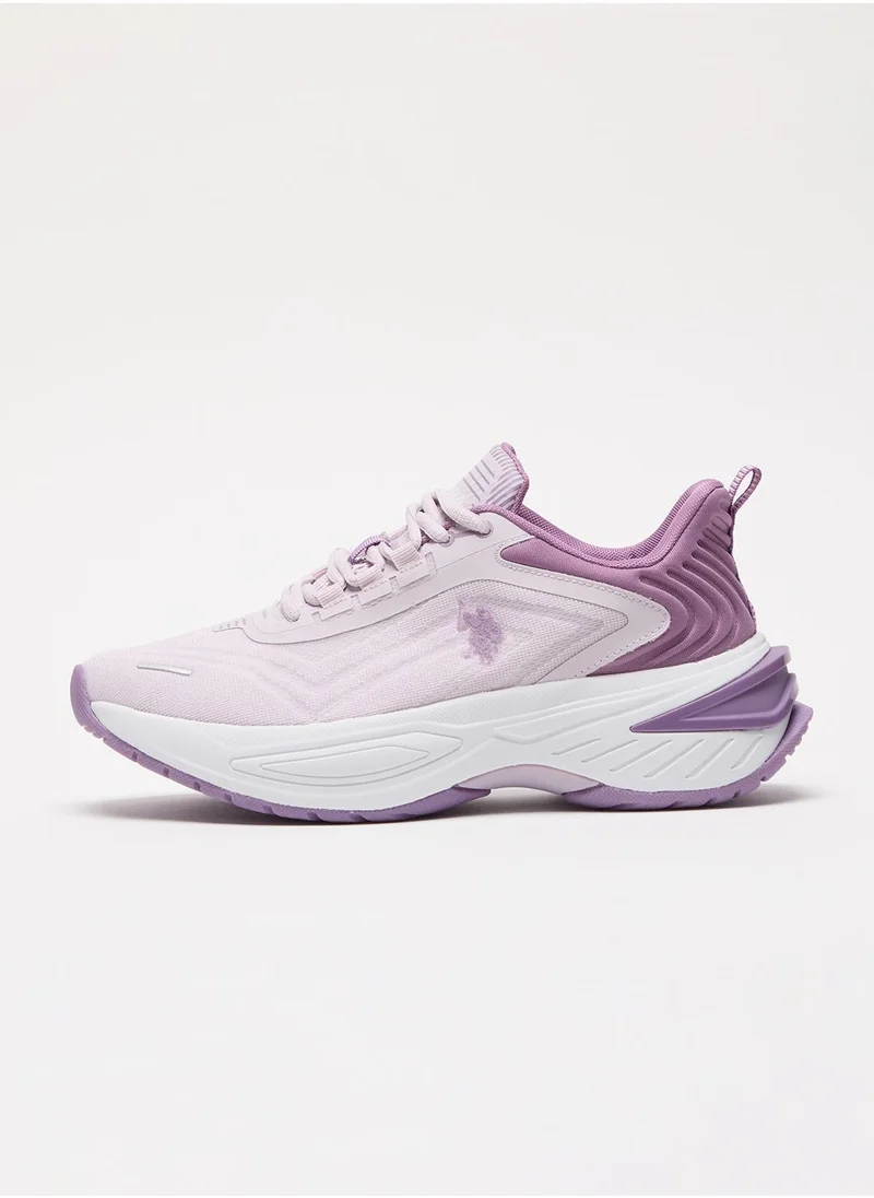 U.S. Polo Assn. Women's Lilac Sneakers with Purple Accents- Stylish Athletic Design with Cushioned Support and Durable Sole for Everyday Comfort