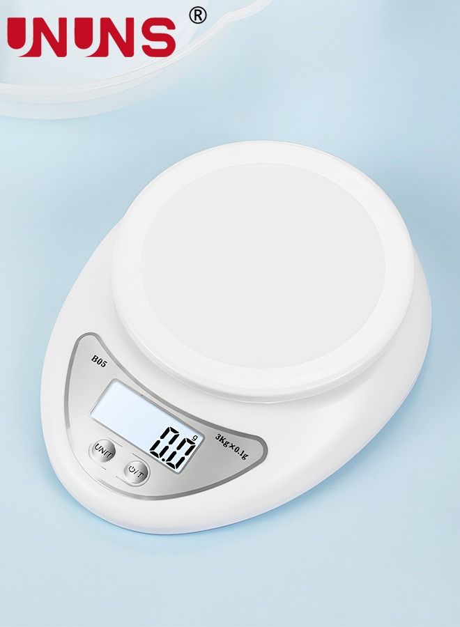 UNUNS Food Scale With Bowl,Plastic Food Scale Weight With LCD Digital Display,5KG With 1g Precision,Kitchen Scales Digital Weight Grams And oz For Cooking,Baking - Image 1