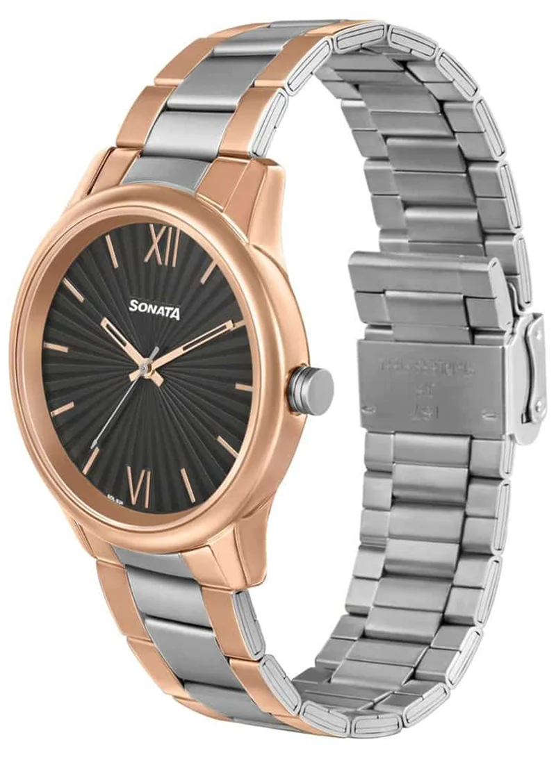 Sonata Men's Analog Round Shape Stainless Steel Wrist Watch 7134KM01 - 47 Mm
