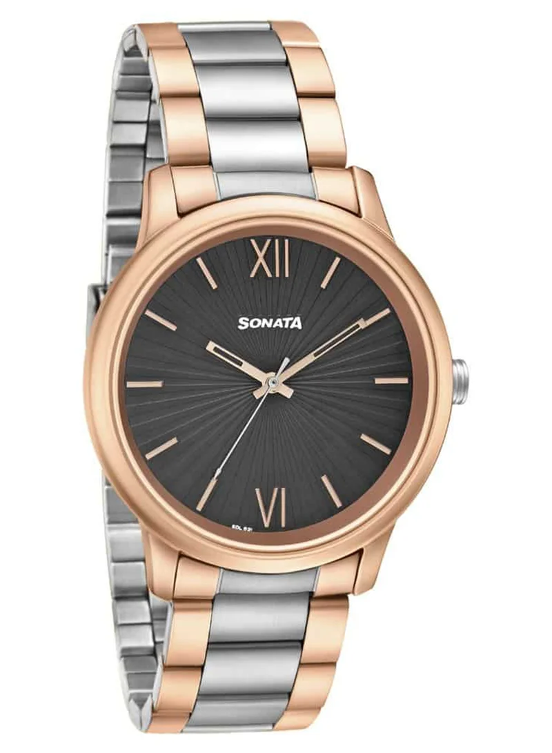 Sonata Men's Analog Round Shape Stainless Steel Wrist Watch 7134KM01 - 47 Mm