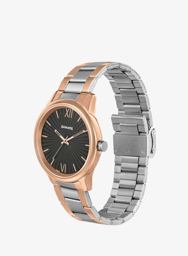 Sonata Men's Analog Round Shape Stainless Steel Wrist Watch 7134KM01 - 47 Mm - Image 2