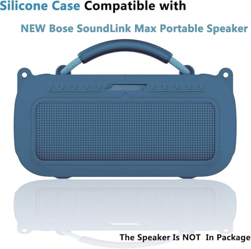 JCHPINE Silicone Cover Case for Bose SoundLink Max Portable Speaker Accessories Soft Silicone Skin for SoundLink Max Bluetooth Speaker with Shoulder Strap Blue Case - Image 3