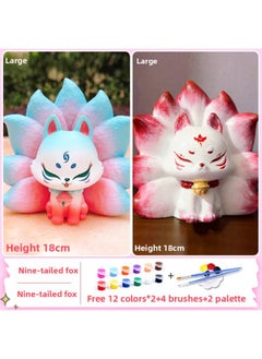 Gypsum Doll Coloring Large Diy White Embryo Kidsren's Graffiti Ceramic Piggy Bank Boy Painted Creative Toy-Color:[real Gypsum]—classic Nine-tailed Fox + Wealth Nine-tailed Fox