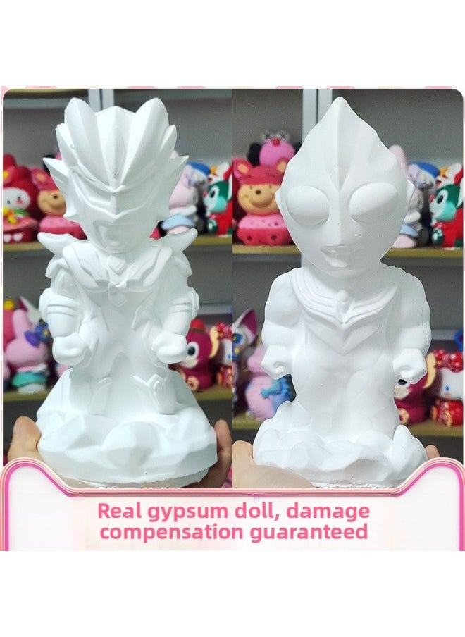 Generic - Gypsum Doll Coloring Large Diy White Embryo Kidsren's Graffiti Ceramic Piggy Bank Boy Painted Creative Toy-Color:[real Gypsum]—classic Nine-tailed Fox + Wealth Nine-tailed Fox - Image 1