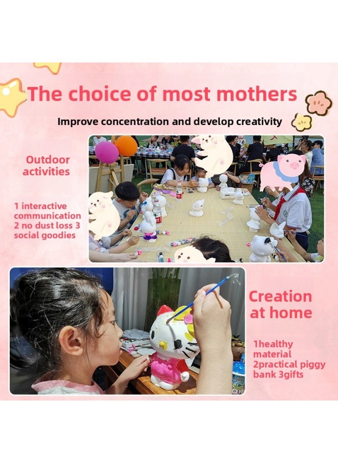 Generic - Gypsum Doll Coloring Large Diy White Embryo Kidsren's Graffiti Ceramic Piggy Bank Boy Painted Creative Toy-Color:[real Gypsum]—classic Nine-tailed Fox + Wealth Nine-tailed Fox - Image 1