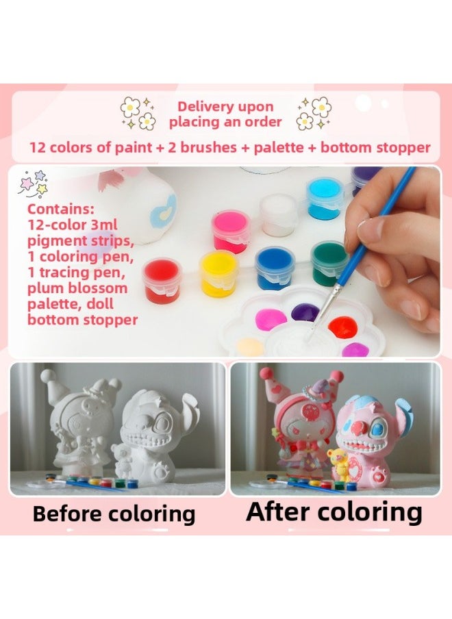 Generic - Gypsum Doll Coloring Large Diy White Embryo Kidsren's Graffiti Ceramic Piggy Bank Boy Painted Creative Toy-Color:[real Gypsum]—classic Nine-tailed Fox + Wealth Nine-tailed Fox - Image 1