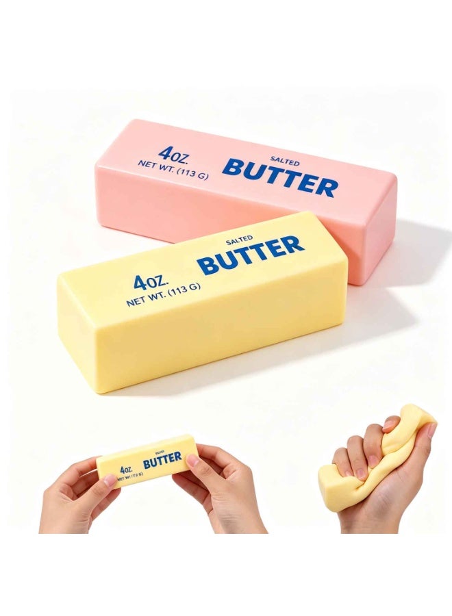 2PCS,Butter Squeeze Toy, Butter Stick Toys Slow Growth Relax PU Material for Office School Anxiety Relief and Decompression - Image 1