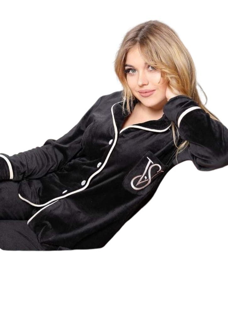 ماركة غير محددة - بيجامة شتوية نسائية مخملية - Image 1
