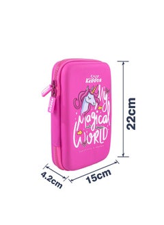 SMILY KIDDOS Smily Kiddos Single Compartment Pencil Case Stylish Cute Large Capacity Hardtop EVA Pencil Case Organizer School Kids Pouch Multi Purpose Cartoon/Boy/Girl/Baby| Magic Unicorn | Pink  - Image 2