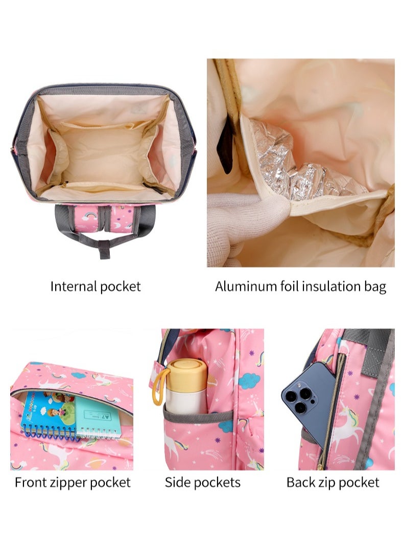 Majestic - 142 Mummy Maternity Diaper Waterproof Multifunctional large capacity backpack bag Pink - Image 1