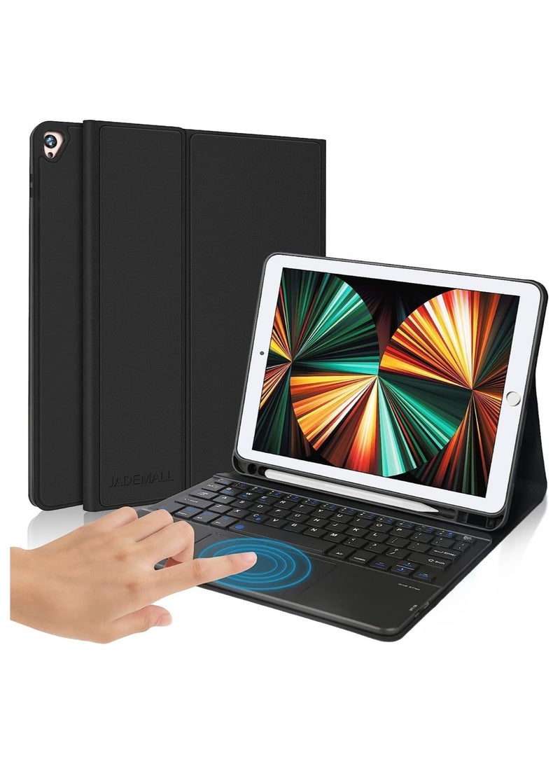 ELTRAZONE حافظة لوحة مفاتيح iPad 9.7 لجهاز iPad الجيل السادس 2018 وiPad الجيل الخامس 2017 وiPad Air 2 وAir وiPad Pro 9.7 حافظة واقية للوحة مفاتيح تعمل باللمس تعمل بالبلوتوث اللاسلكي مع حامل قلم رصاص - Image 1