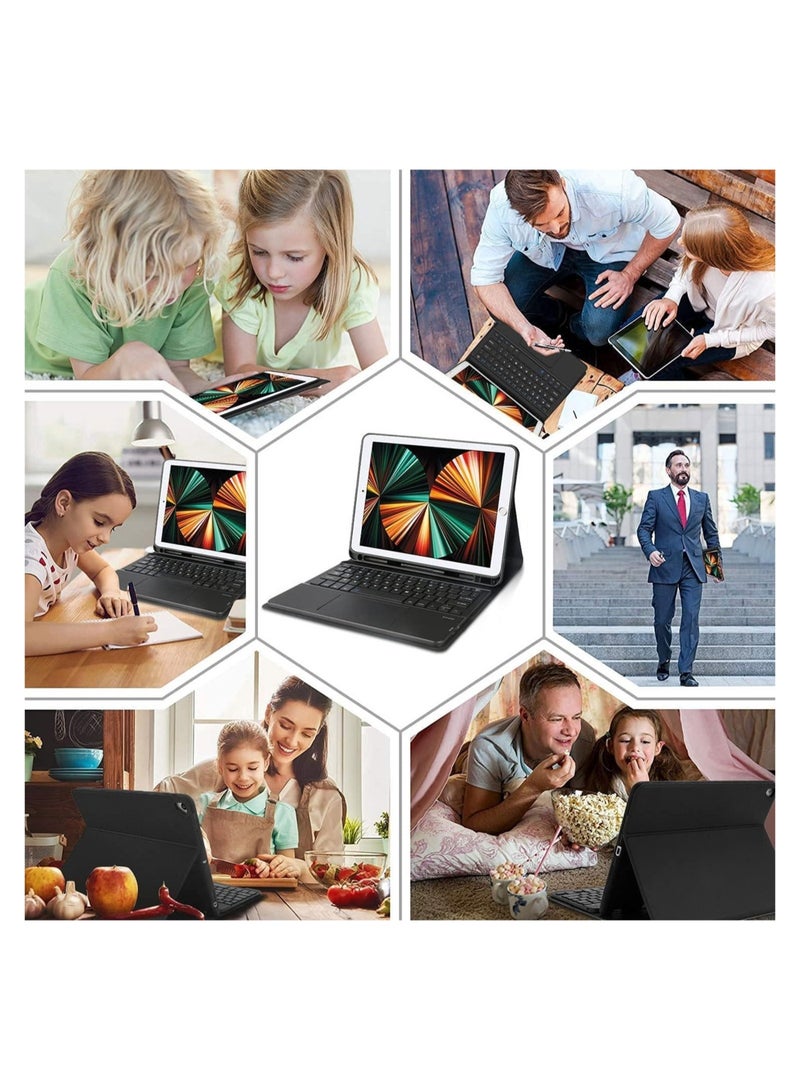 ELTRAZONE حافظة لوحة مفاتيح iPad 9.7 لجهاز iPad الجيل السادس 2018 وiPad الجيل الخامس 2017 وiPad Air 2 وAir وiPad Pro 9.7 حافظة واقية للوحة مفاتيح تعمل باللمس تعمل بالبلوتوث اللاسلكي مع حامل قلم رصاص - Image 5
