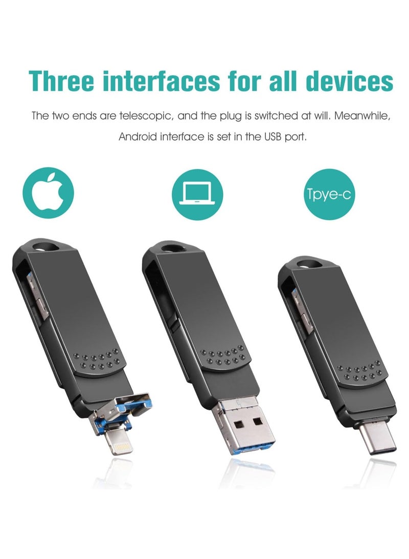GUDOO وحدة تخزين USB 4 في 1 بسعة 1 تيرابايت - فلاشة نوع سي للكمبيوتر واللابتوب والهواتف - لحفظ الصور والفيديوهات والملفات الموسيقية  - Image 2