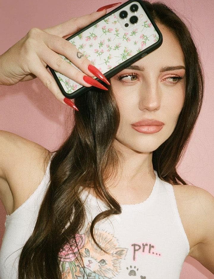 Wildflower Cases - Compatible with iPhone 16 Pro| Protective Black Bumper, 6.5ft Drop Test Certified, Women Owned Small Business | Pink White Floral Trendy Cute | Pink Posie Rosie - Image 5