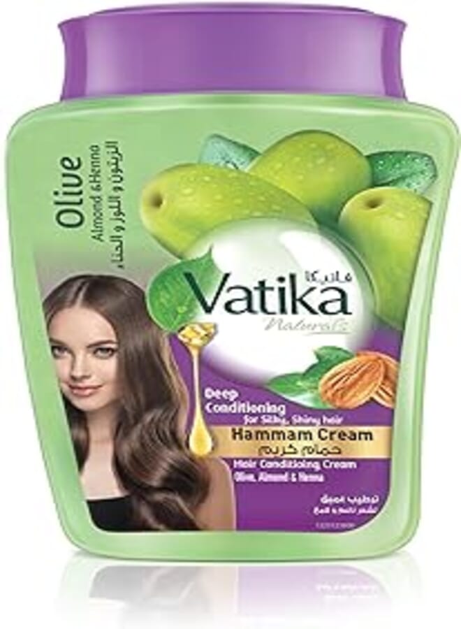 Vatika Naturals Deep Conditioning Hammam Cream 450gm | Natural Extracts Of Almond, Henna & Olives | For Dull & Dry Hair