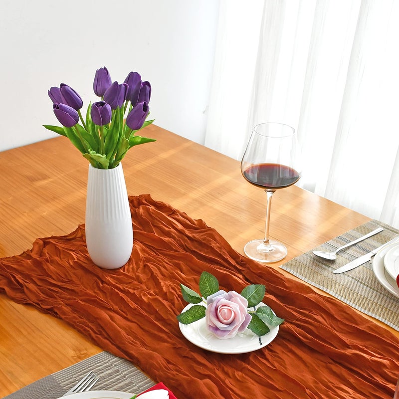 Mandy's Artificial Tulips 20 Stems Dark Purple PU Faux Flowers for Valentine's Day and Easter Decorations Wedding Home Decor 13.5 Inch - Image 3