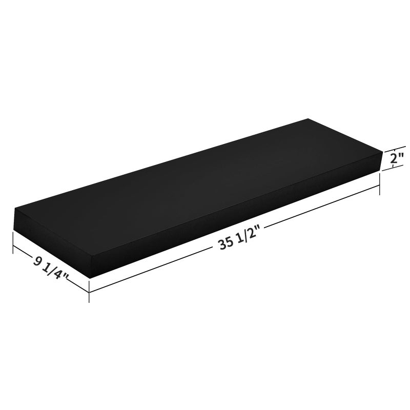 WELLAND 36 inch Black Mission Floating Shelves for Wall, Bathroom Wall Mount Shelves, Wood Modern Display Shelves, Book Shelves,for Bedroom,Living Room and Kitchen - Image 2