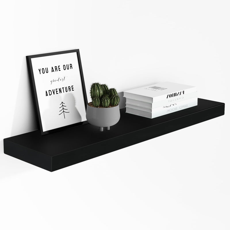 WELLAND 36 inch Black Mission Floating Shelves for Wall, Bathroom Wall Mount Shelves, Wood Modern Display Shelves, Book Shelves,for Bedroom,Living Room and Kitchen - Image 5