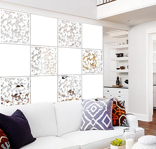 Lchen Hanging Room Divider Panel, 12 Pieces White Screen Panels Solid Board Cut Room Partition Home Decoration(Mixed,15.7"x15.7"x0.03") - Image 1