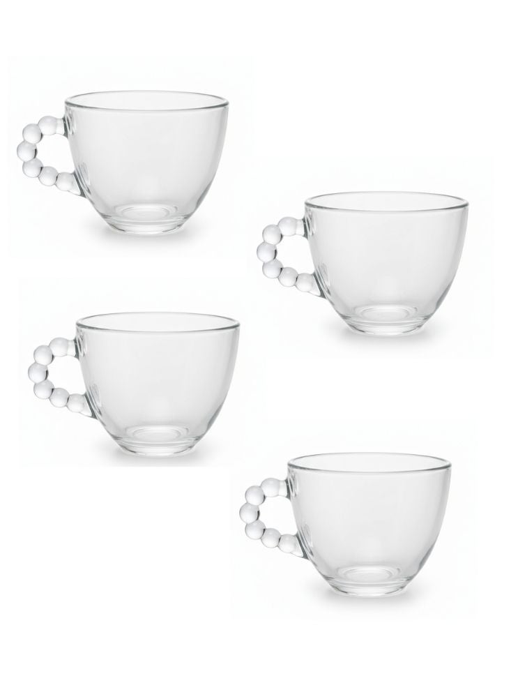 بريميم أكواب شاي بمقابض فنية مستوحاة من الطراز الياباني – مجموعة مكونة من أربع أكواب من الزجاج المقاوم للحرارة، سعة مئتي مل - Image 2