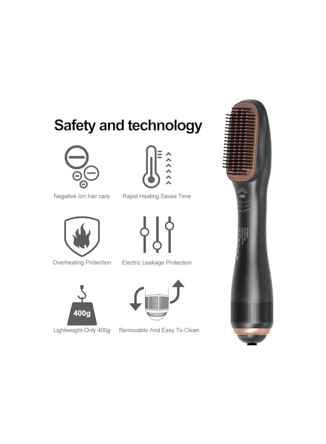 Sharpdo In 1 Hair Dryer Brush And Straightener Brush Professional 1200W Powerful Ceramic Tourmaline Ionic Hot Air Brush 3 Heat/2 Speed Settings One Step Hair Dryer And Styler For All Hair Types - Image 5
