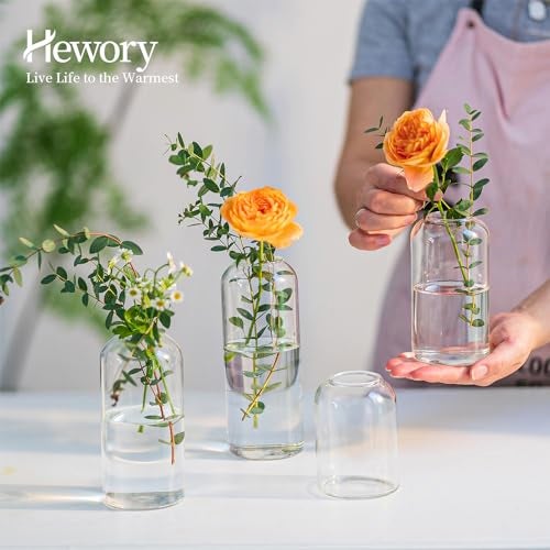 Hewory Glass Bud Vases for Flowers - Hewory Blown Modern Small Glass Vases for Centerpieces Set of 12, Mini Clear Bulk Flower Vases for Wedding Party Events Home Decor Floral Arrangement (Not Include Flower) - Image 3