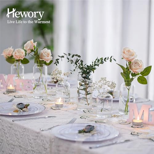 Hewory Glass Bud Vases for Flowers - Hewory Blown Modern Small Glass Vases for Centerpieces Set of 12, Mini Clear Bulk Flower Vases for Wedding Party Events Home Decor Floral Arrangement (Not Include Flower) - Image 2
