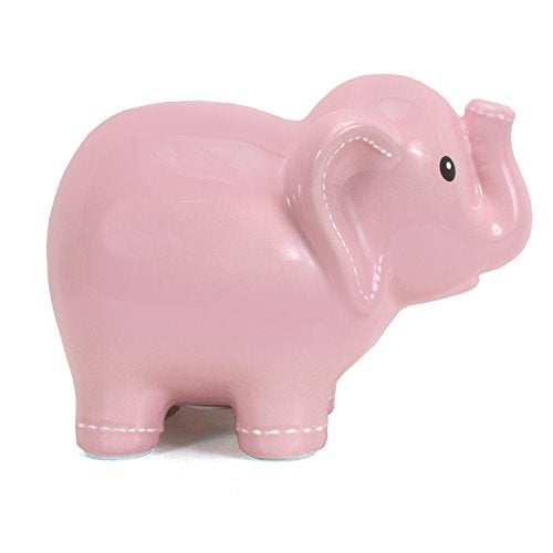 Child to Cherish Ceramic Stitched Elephant Piggy Bank, Pink - Image 4