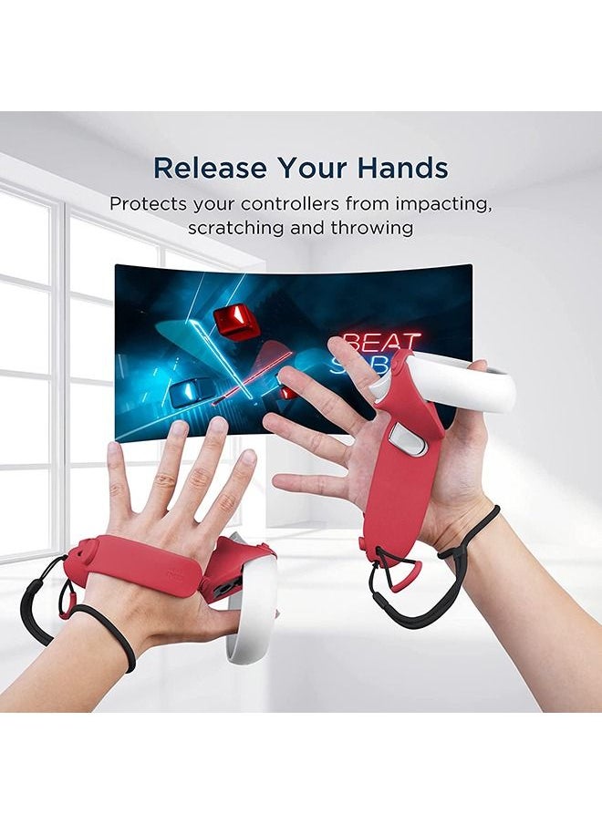 Controller Grips Cover with Battery Opening Adjustable with Knuckle Straps Suitable for Large Hands Compatible with META Quest 2