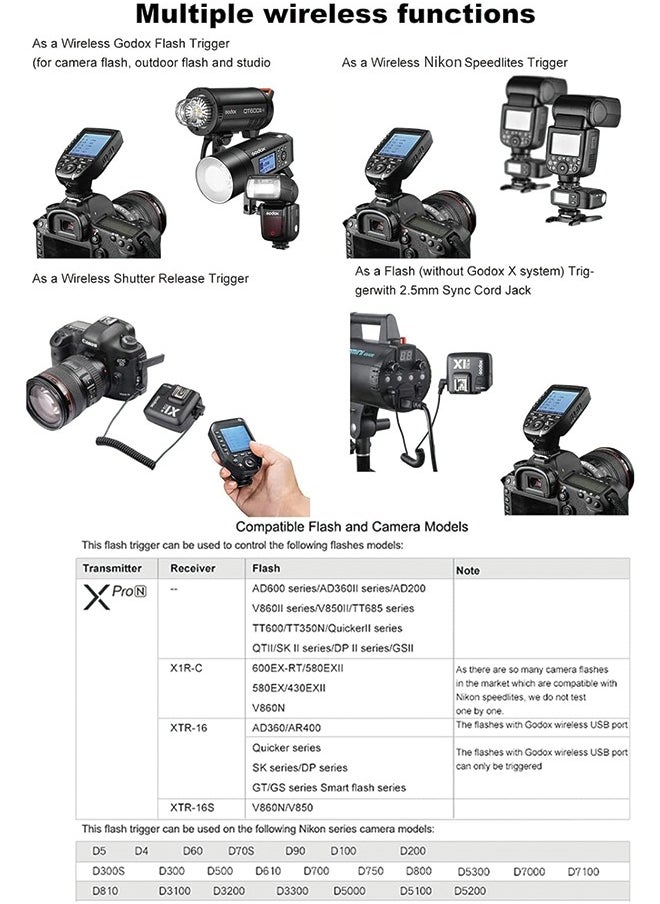 Godox - Godox XPro-N TTL Wireless Flash Trigger Transmitter Compatible for Nikon Cameras, 1/8000s HSS Trigger, Large Screen, 11 Customizable Functions, 16 Groups and 32 Channels - Image 1