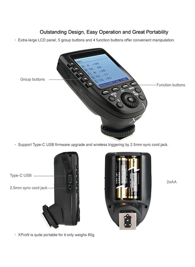 Godox - Godox XPro-N TTL Wireless Flash Trigger Transmitter Compatible for Nikon Cameras, 1/8000s HSS Trigger, Large Screen, 11 Customizable Functions, 16 Groups and 32 Channels - Image 1