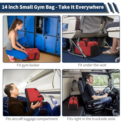 THSOGO Small Gym Bag with Wet Pocket 14 inch Mini Duffle Bag for Men Women Lightweight Carry On Bag for Travel Sport Red - Image 3