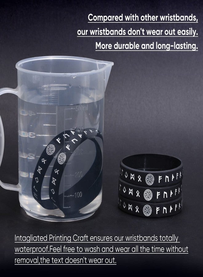 MEALGUET 5-Piece Viking Bracelet Set: Black Nordic Runes Wristband Bangle Bracelets for Men & Women, Silicone Rubber Band Comfort Fit Viking Jewelry - Image 5