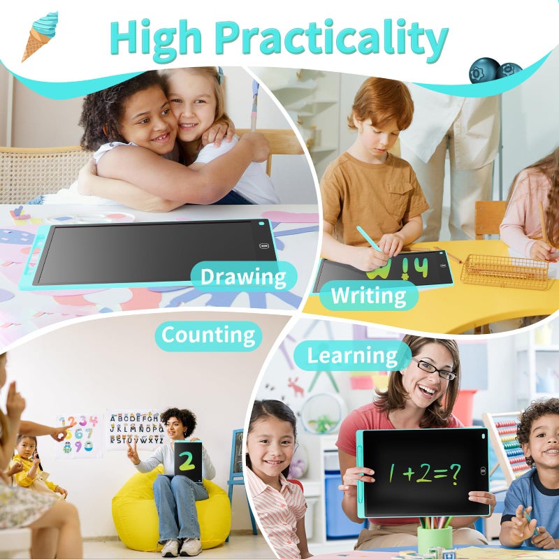 Genialba [2 Pieces] 12 Inch LCD Colorful Writing Graphic Tablet, Erasable Drawing Board, Kids Gift, Graphic Board for Games for 3 4 5 6 7 Years (Blue & Red) - Image 5