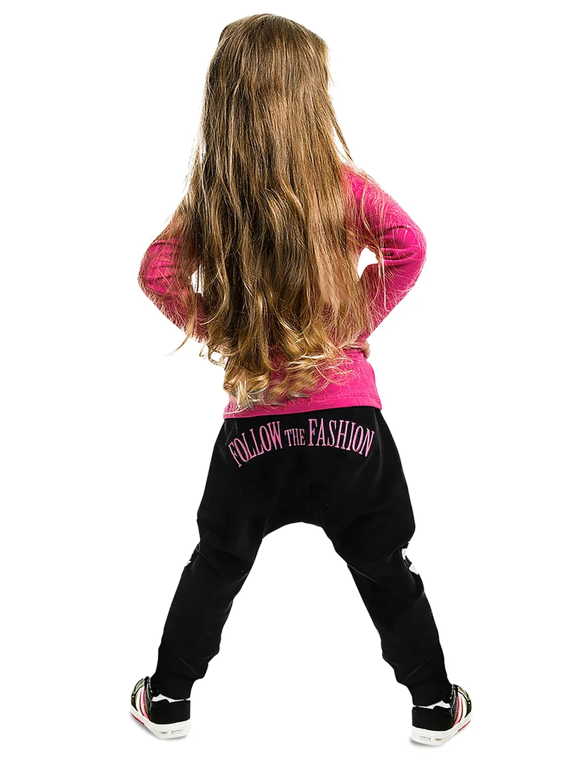 دينوكيدس طقم بنطلون فضفاض للبنات بتصميم حمار وحشي