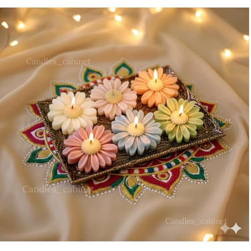 CANDLE_CABINETS Scented Daisy Candle Set of 6 – Handcrafted Floral Soy Wax Candles, Aromatherapy, Decorative Design, Eco-Friendly, Ideal for Home Decor, Weddings, or Gifts, Pastel Shades - Image 3