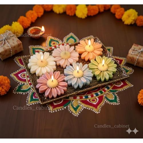 CANDLE_CABINETS Scented Daisy Candle Set of 6 – Handcrafted Floral Soy Wax Candles, Aromatherapy, Decorative Design, Eco-Friendly, Ideal for Home Decor, Weddings, or Gifts, Pastel Shades - Image 2