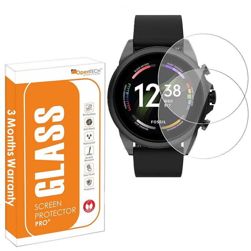OpenTech Tempered Glass Screen Protector Compatible For Fossil Gen 6 (Pack Of 2) With Easy Installation Kit for Smartwatch - Image 1