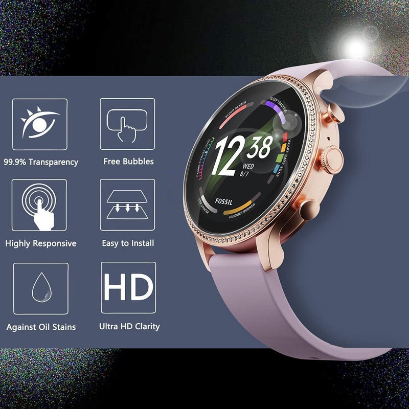 OpenTech Tempered Glass Screen Protector Compatible For Fossil Gen 6 (Pack Of 2) With Easy Installation Kit for Smartwatch - Image 2