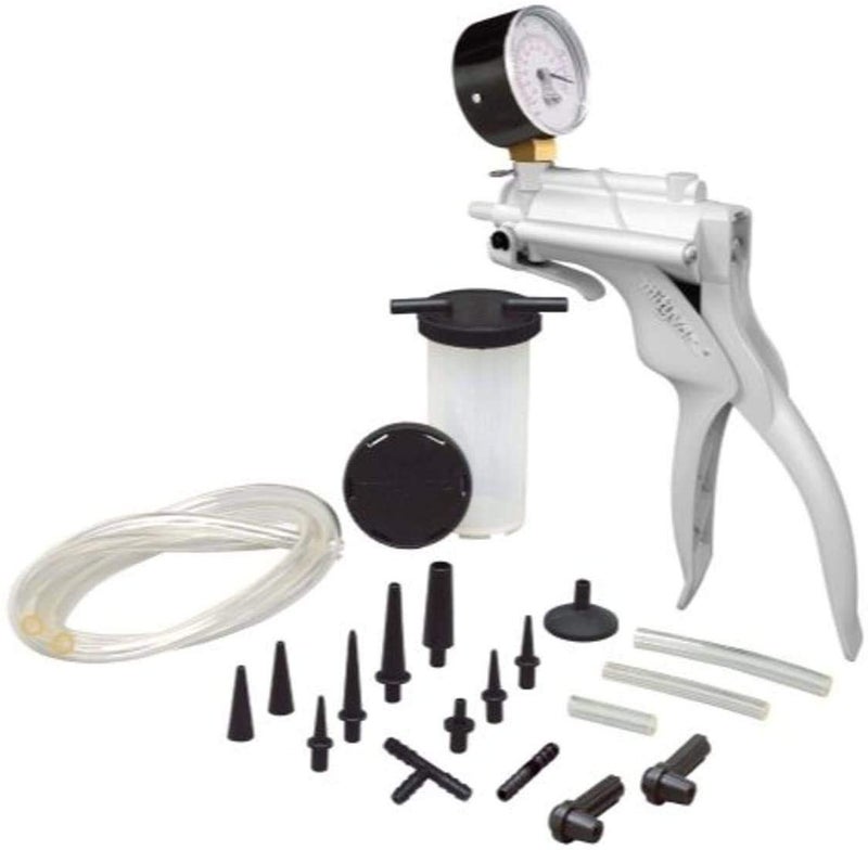 Mityvac MV8000 Automotive Tune-up and Brake Bleeder Kit, Selectline Hand Pump (MV8010), One Finger Vacuum Release, Ergonomic Design, Gearless Diaphragm Gauge, 4.5oz Fluid Reservoir, 4 Tapered Adapters - Image 1